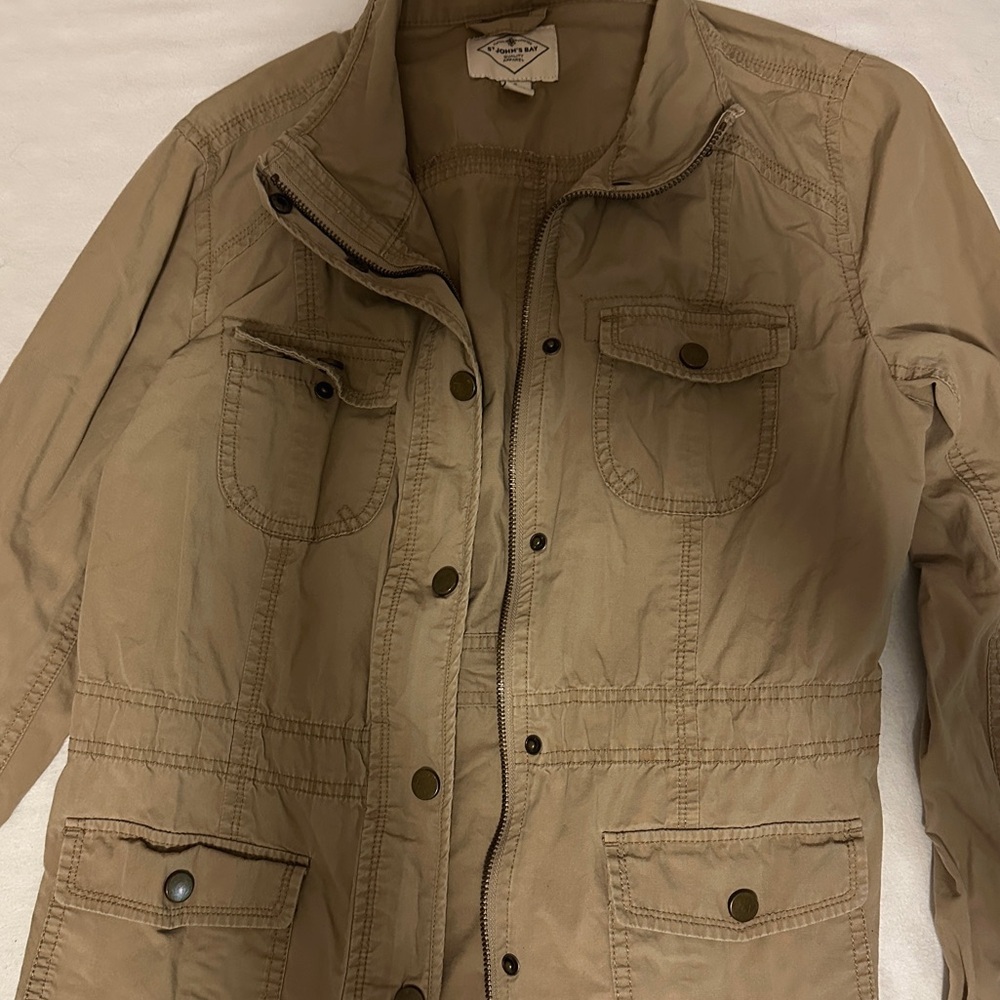Beige/ Tan Bomber Jacket- Women’s & Junior’s Small SM zip up Jacket